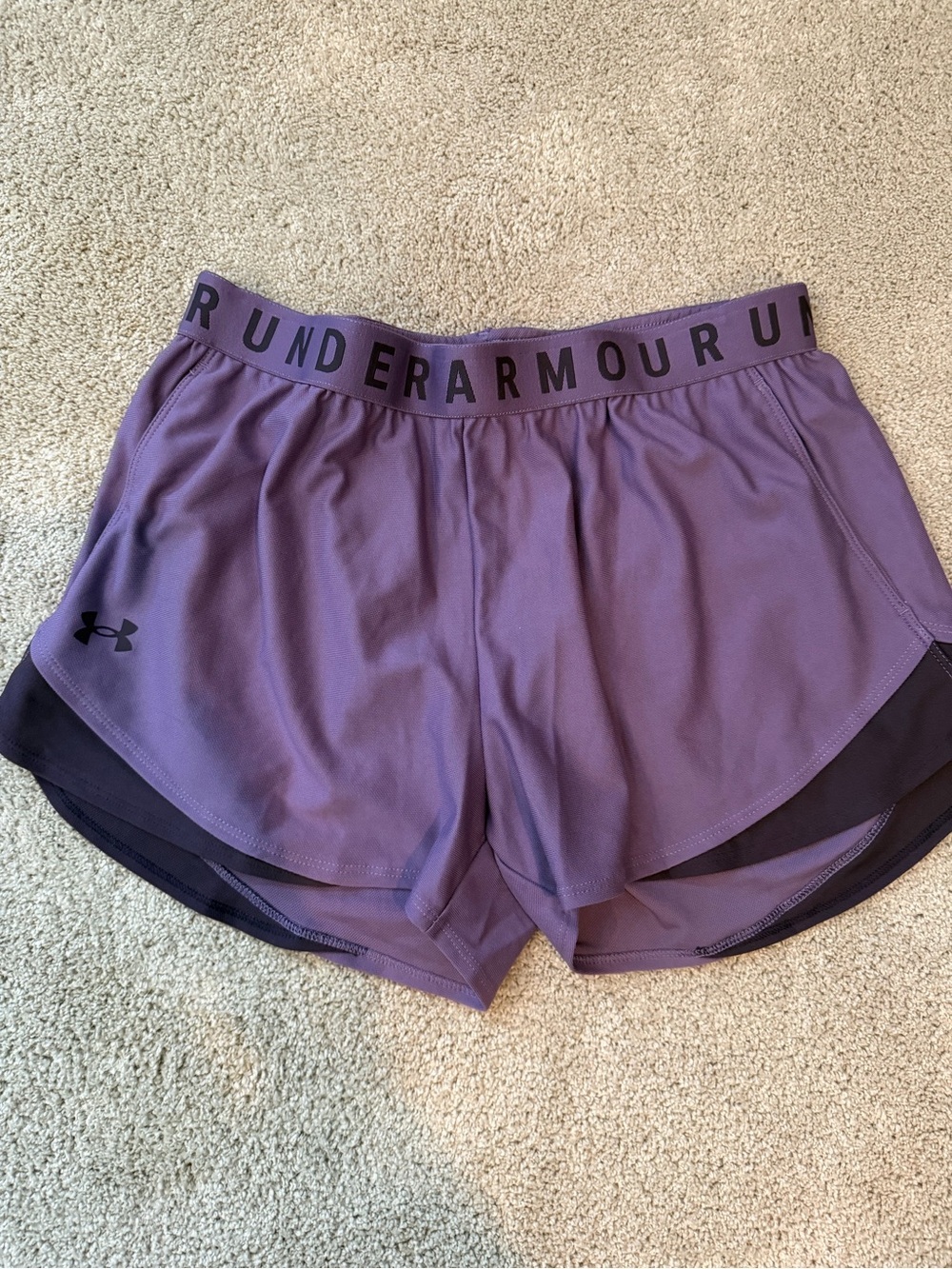 Under Armour Lavender Purple Women’s Athletic Shorts with Black Accents - Picture 4 of 4